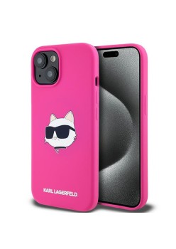 Husa pentru iPhone 15 / iPhone 14 / iPhone 13 - Karl Lagerfeld Silicone MagSafe (KLHMP15SSCHPPLF) - Fuschia Choupette Head
