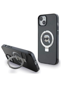 Husa pentru iPhone 15 / iPhone 14 / iPhone 13 - Karl Lagerfeld Hardcase Ring Stand MagSafe (KLHMP15SHMRSKHK) - Karl Head