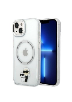 Husa iPhone 15 Plus / iPhone 14 Plus - Karl Lagerfeld Hardcase MagSafe (KLHMP14MHNKCIT) - Clear Iconic KarlandChoupette