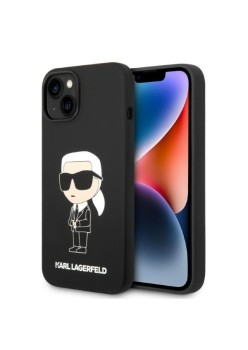 Husa pentru iPhone 15 Plus / iPhone 14 Plus - Karl Lagerfeld Silicone MagSafe (KLHMP14MSNIKBCK) - Ikonik