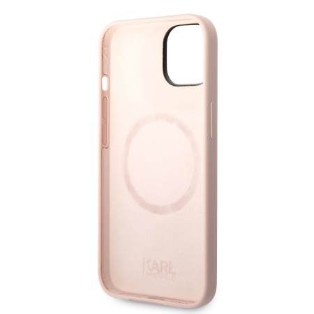 Husa pentru iPhone 15 Plus / iPhone 14 Plus - Karl Lagerfeld Silicone MagSafe (KLHMP14MSSKCI) - Light Pink KarlandChoupette