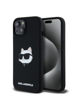Husa pentru iPhone 15 Plus / iPhone 14 Plus - Karl Lagerfeld Silicone MagSafe (KLHMP15MSCHPPLK) - Choupette Head