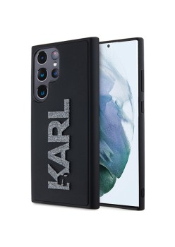 Husa pentru Samsung Galaxy S24 Ultra - Karl Lagerfeld 3D Design (KLHCS24L3DMBKCK) - Rubber Glitter Logo