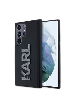 Husa pentru Samsung Galaxy S23 Ultra - Karl Lagerfeld 3D Design (KLHCS23L3DMBKCK) - Rubber Glitter Logo
