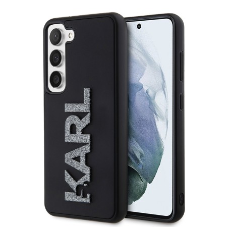 Husa pentru Samsung Galaxy S23 - Karl Lagerfeld 3D Design (KLHCS23S3DMBKCK) - Rubber Glitter Logo