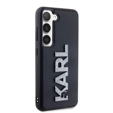 Husa pentru Samsung Galaxy S23 - Karl Lagerfeld 3D Design (KLHCS23S3DMBKCK) - Rubber Glitter Logo