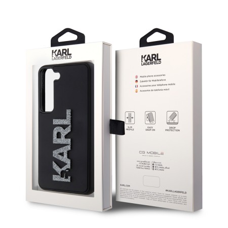Husa pentru Samsung Galaxy S23 - Karl Lagerfeld 3D Design (KLHCS23S3DMBKCK) - Rubber Glitter Logo