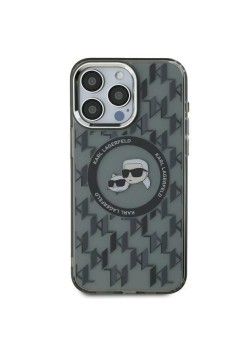 Husa pentru iPhone 15 Plus - Karl Lagerfeld IML MagSafe (KLHMP15MHMCKMHK) - Monogram KarlandChoupette Head