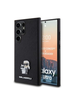 Husa pentru Samsung Galaxy S24 Ultra - Karl Lagerfeld Saffiano (KLHCS24LPSAKCMPK) - KarlandChoupette Metal Pin
