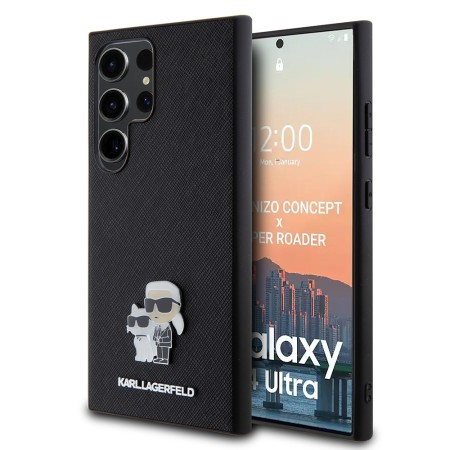 Husa pentru Samsung Galaxy S24 Ultra - Karl Lagerfeld Saffiano (KLHCS24LPSAKCMPK) - KarlandChoupette Metal Pin