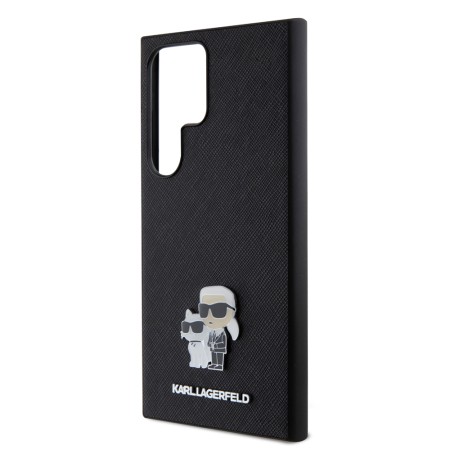 Husa pentru Samsung Galaxy S24 Ultra - Karl Lagerfeld Saffiano (KLHCS24LPSAKCMPK) - KarlandChoupette Metal Pin