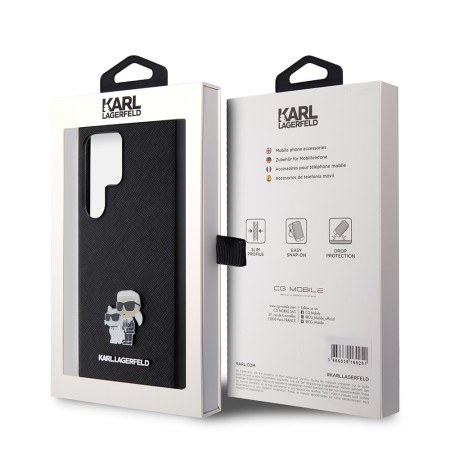 Husa pentru Samsung Galaxy S24 Ultra - Karl Lagerfeld Saffiano (KLHCS24LPSAKCMPK) - KarlandChoupette Metal Pin