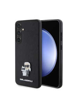 Husa pentru Samsung Galaxy S24 Plus - Karl Lagerfeld Saffiano (KLHCS24MPSAKCMPK) - KarlandChoupette Metal Pin
