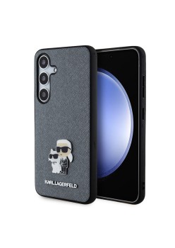 Husa pentru Samsung Galaxy S24 - Karl Lagerfeld Saffiano (KLHCS24SPSAKCMPG) - Grey KarlandChoupette Metal Pin