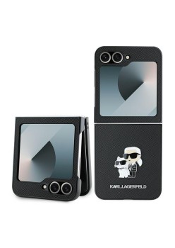 Husa pentru Samsung Galaxy Z Flip6 - Karl Lagerfeld Saffiano (KLHCZF6SAPKCNPK) - KarlandChoupette Metal Pin