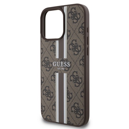 Husa pentru iPhone 16 Pro Max - Guess Hardcase 4G Printed Stripes MagSafe (GUHMP16XP4RPSW) - Brown
