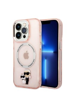 Husa iPhone 14 Pro - Karl Lagerfeld Hardcase MagSafe (KLHMP14LHNKCIP) - Pink Iconic KarlandChoupette