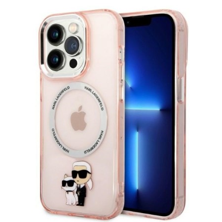 Husa iPhone 14 Pro - Karl Lagerfeld Hardcase MagSafe (KLHMP14LHNKCIP) - Pink Iconic KarlandChoupette