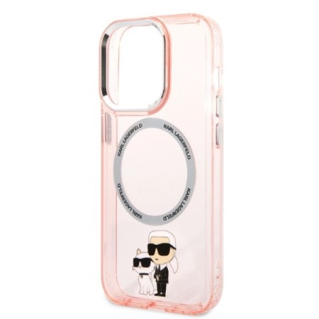 Husa iPhone 14 Pro - Karl Lagerfeld Hardcase MagSafe (KLHMP14LHNKCIP) - Pink Iconic KarlandChoupette
