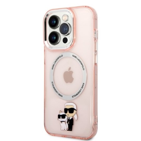 Husa iPhone 14 Pro - Karl Lagerfeld Hardcase MagSafe (KLHMP14LHNKCIP) - Pink Iconic KarlandChoupette