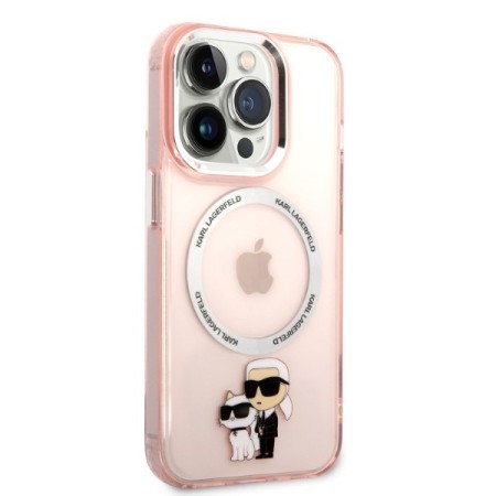 Husa iPhone 14 Pro - Karl Lagerfeld Hardcase MagSafe (KLHMP14LHNKCIP) - Pink Iconic KarlandChoupette