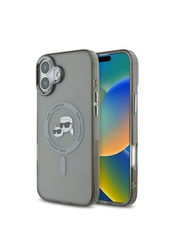 Husa pentru iPhone 16 Plus - Karl Lagerfeld IML MagSafe (KLHMP16MHLSKCK) - Metal KarlandChoupette Head