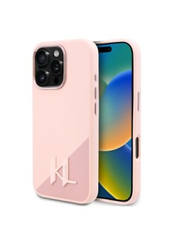 Husa pentru iPhone 16 Pro Max - Karl Lagerfeld Silicone MagSafe (KLHMP16XSCMKMPCP) - Pink Shadow Metal Initial