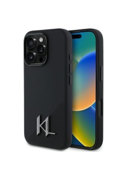 Husa pentru iPhone 16 Pro Max - Karl Lagerfeld Silicone MagSafe (KLHMP16XSCMKMPCK) - Shadow Metal Initial