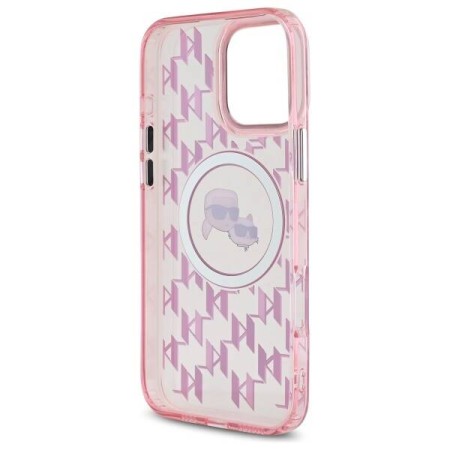 Husa pentru iPhone 16 Pro Max - Karl Lagerfeld IML MagSafe (KLHMP16XHMCKMHP) - Pink Monogram KarlandChoupette Head