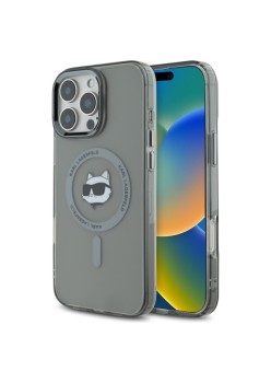 Husa pentru iPhone 16 Pro Max - Karl Lagerfeld IML MagSafe (KLHMP16XHLSCHK) - Metal Choupettes Head