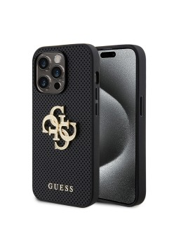 Husa pentru iPhone 15 Pro Max - Guess Leather Perforated 4G (GUHCP15XPSP4LGK) - Black