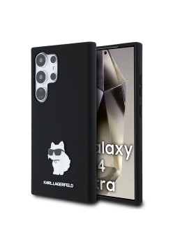 Husa pentru Samsung Galaxy S24 Ultra - Karl Lagerfeld Silicone (KLHCS24LSMHCNPK) - Choupette Metal Pin