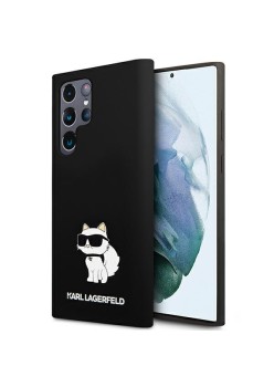 Husa pentru Samsung Galaxy S24 Ultra - Karl Lagerfeld Silicone (KLHCS24LSNCHBCK) - Choupette