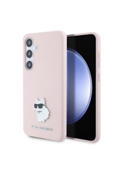 Husa pentru Samsung Galaxy S24 Plus - Karl Lagerfeld Silicone (KLHCS24MSMHCNPP) - Pink Choupette Metal Pin