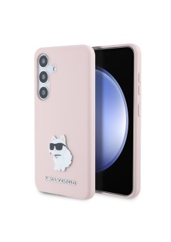 Husa pentru Samsung Galaxy S24 - Karl Lagerfeld Silicone (KLHCS24SSMHCNPP) - Pink Choupette Metal Pin