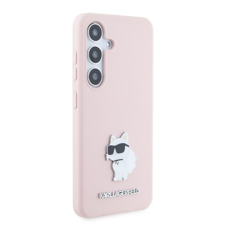 Husa pentru Samsung Galaxy S24 - Karl Lagerfeld Silicone (KLHCS24SSMHCNPP) - Pink Choupette Metal Pin