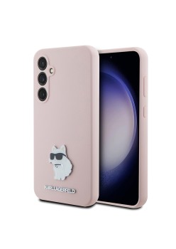 Husa pentru Samsung Galaxy S23 FE - Karl Lagerfeld Silicone (KLHCS23FESMHCNPP) - Pink Choupette Metal Pin