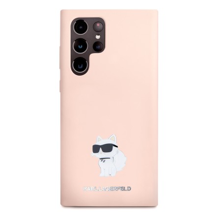 Husa pentru Samsung Galaxy S23 Ultra - Karl Lagerfeld Silicone (KLHCS23LSMHCNPP) - Pink Choupette Metal Pin