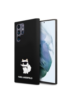 Husa pentru Samsung Galaxy S23 Ultra - Karl Lagerfeld Silicone (KLHCS23LSNCHBCK) - Choupette