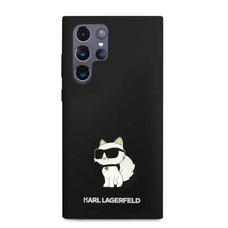 Husa pentru Samsung Galaxy S23 Ultra - Karl Lagerfeld Silicone (KLHCS23LSNCHBCK) - Choupette