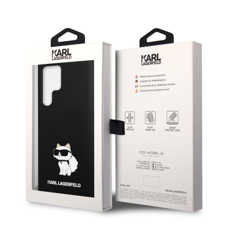 Husa pentru Samsung Galaxy S23 Ultra - Karl Lagerfeld Silicone (KLHCS23LSNCHBCK) - Choupette