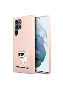 Husa pentru Samsung Galaxy S23 Ultra - Karl Lagerfeld Silicone (KLHCS23LSNCHBCP) - Pink Choupette