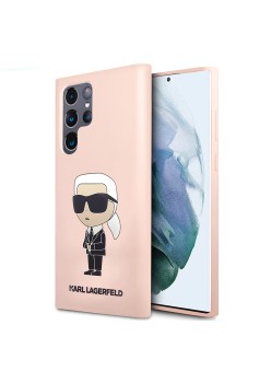 Husa pentru Samsung Galaxy S23 Ultra - Karl Lagerfeld Silicone (KLHCS23LSNIKBCP) - Pink Ikonik