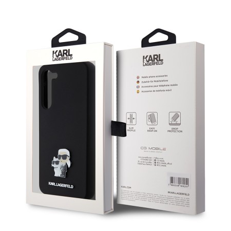 Husa pentru Samsung Galaxy S23 Plus - Karl Lagerfeld Silicone (KLHCS23MSMHKCNPK) - KarlandChoupette Metal Pin