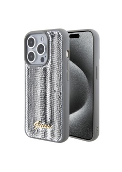 Husa pentru iPhone 15 Pro Max - Sequin Script Metal (GUHCP15XPSFDGSS) - Silver
