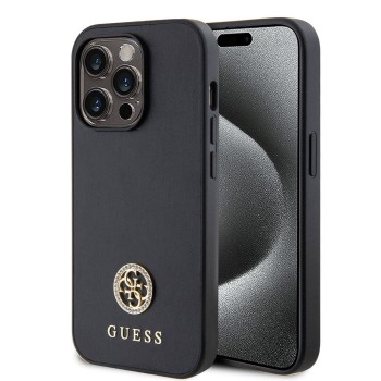 Husa pentru iPhone 15 Pro - Strass Metal Logo (GUHCP15LPS4DGPK) - Black