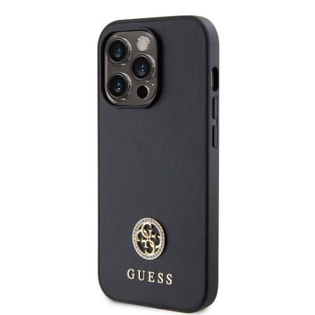 Husa pentru iPhone 15 Pro - Strass Metal Logo (GUHCP15LPS4DGPK) - Black