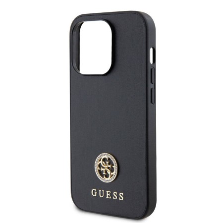 Husa pentru iPhone 15 Pro - Strass Metal Logo (GUHCP15LPS4DGPK) - Black