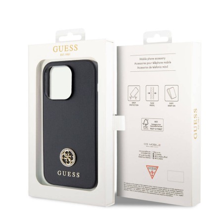 Husa pentru iPhone 15 Pro - Strass Metal Logo (GUHCP15LPS4DGPK) - Black