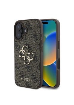 Husa pentru iPhone 16 - Guess Hardcase 4G Big Logo (GUHCP16S4GMGBR) - Brown